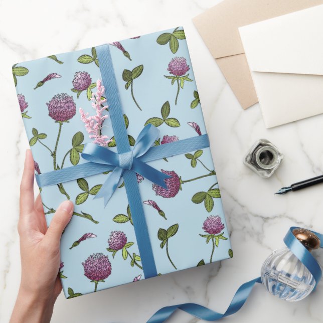 Red Clover Blue Baby Shower Wrapping Paper (Gifting)