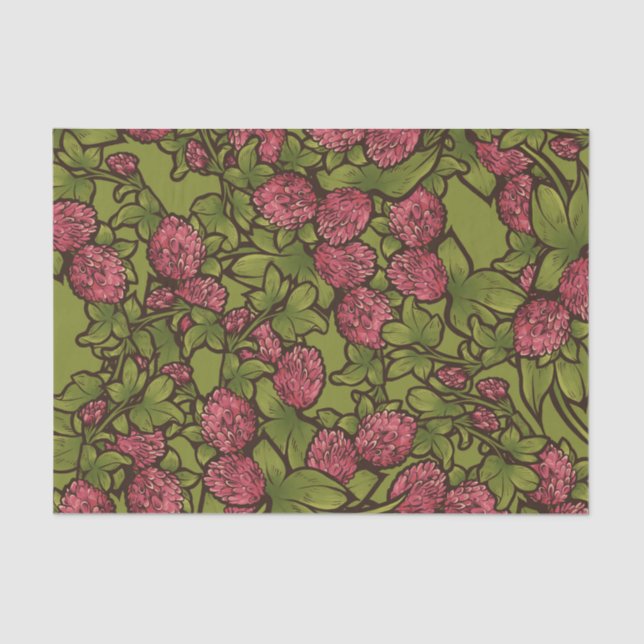 Red Clover Garden Pattern Tissue Paper (Front)