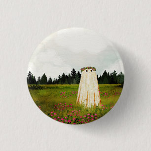 Red Clover Ghost 1 Inch Round Button