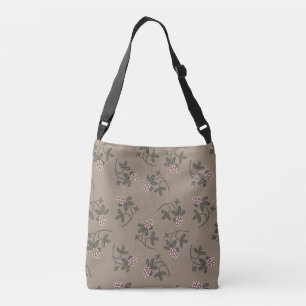 Red clover pattern muted colours crossbody bag