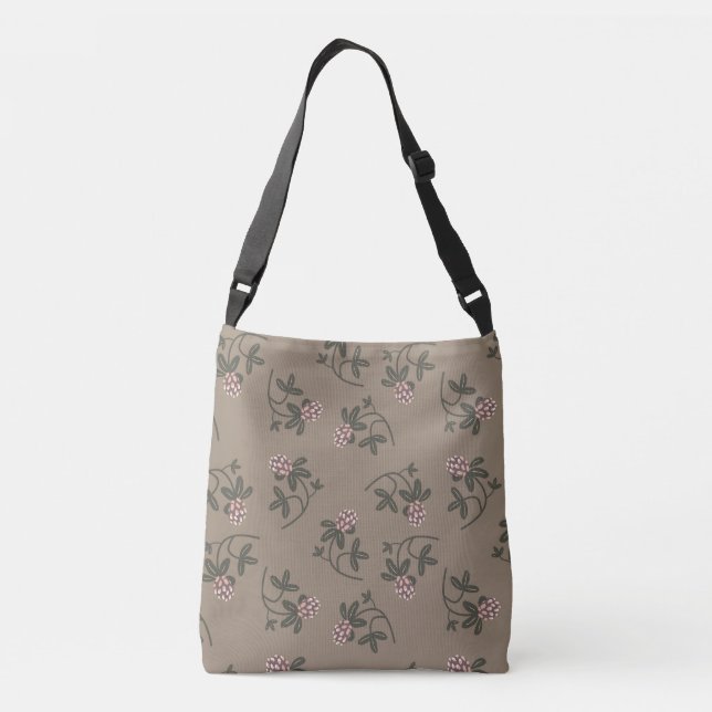 Red clover pattern muted colours crossbody bag (Back)