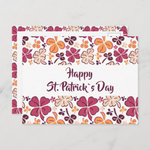 Red Clover Shamrock Pattern St. Patrick`s Day Postcard