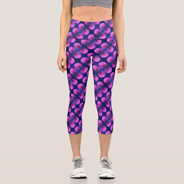 Red Clover Wildflower Abstract Pattern      Capri Leggings (Front)