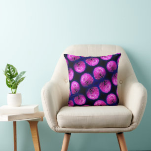Red Clover Wildflower Abstract Pattern Throw Pillow