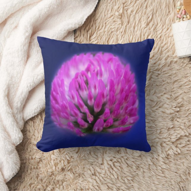 Red Clover Wildflower   Throw Pillow (Blanket)
