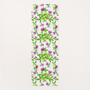 Red Clovers with Green Leaves Yoga Mat