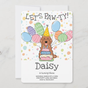 Red Cockapoo Cavapoo Dog Birthday Party Invitation