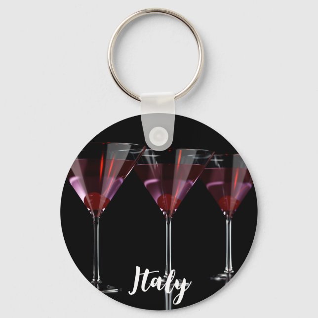 Red cocktails in martini glass with cherry keychain (Front)
