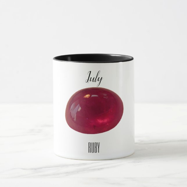 Red Coffee Mug Ruby Gemstone July Birthstone (Center)