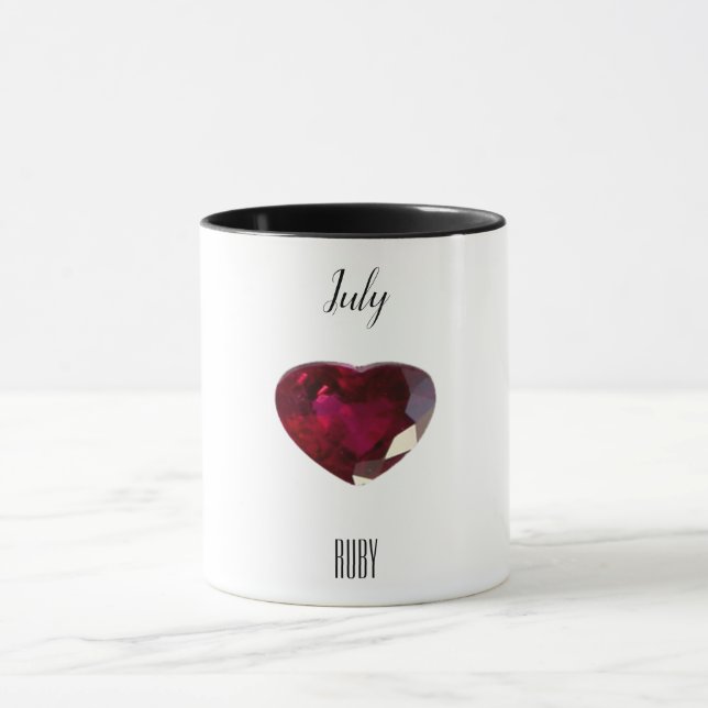 Red Coffee Mug Ruby Gemstone July Birthstone (Center)