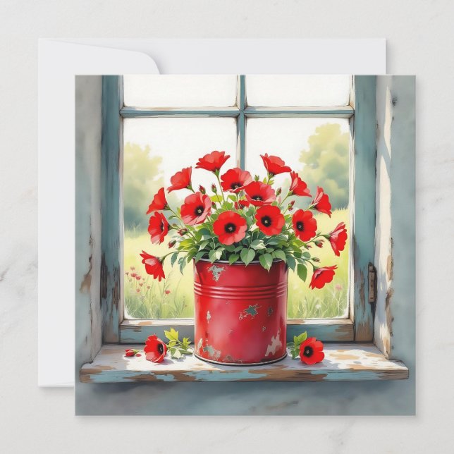 Red Coffee Tin of Red Poppies (Front)