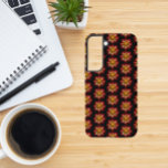 Red Collarette Dahlia Floral Pattern on Black Samsung Galaxy Case<br><div class="desc">Protect your Samsung Galaxy S22 phone with this trendy phone case that features the photo image of a red and yellow Collarette Dahlia flower with white, inner petals on a black background and printed in a repeating pattern. A fun, floral design! Select your phone style. NOTE: You may need to...</div>