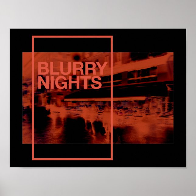 Red color digital art: Blurry Nights Poster (Front)