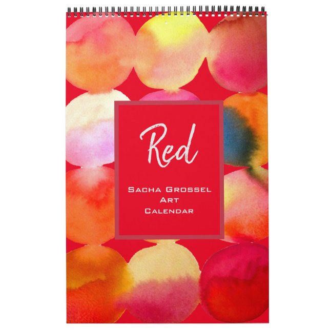 Red color watercolor art calendar Sacha Grossel (Cover)