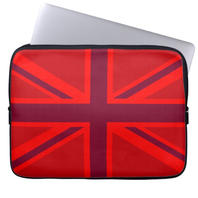 Red Colour Background British Union Jack Laptop Sleeve (Front)