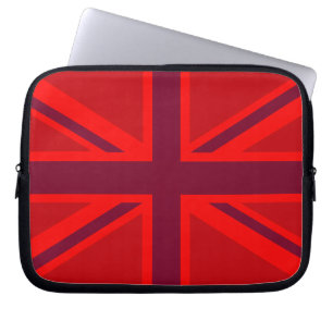 Red Colour Background British Union Jack Laptop Sleeve