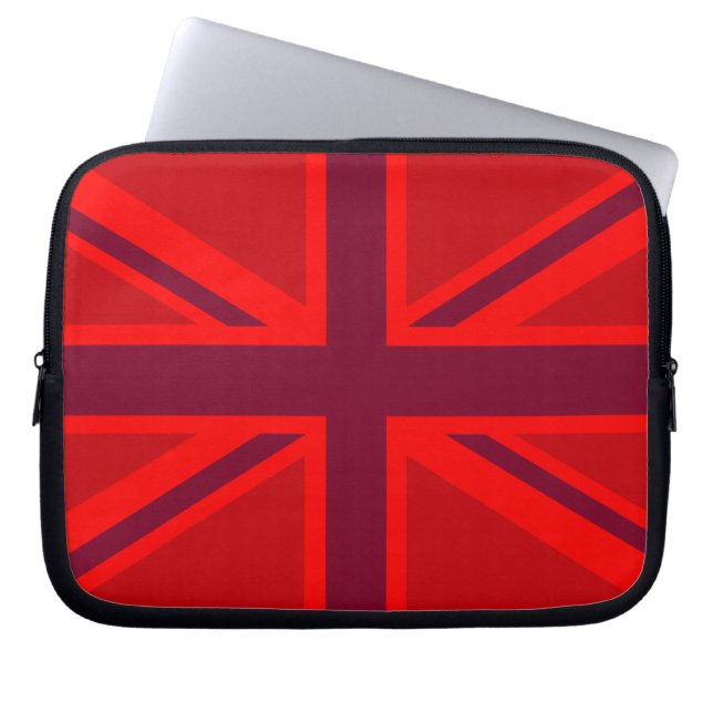 Red Colour Background British Union Jack Laptop Sleeve (Front)