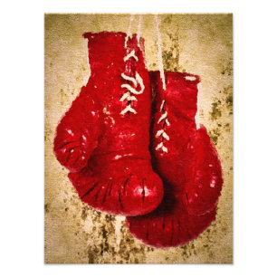 Red Colour Boxing Gloves Painting Photo Print