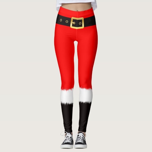 Red Colour Christmas costumes for girls Leggings (Front)