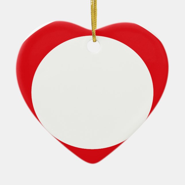 Red Colour Circle Simple Customizable Design Ceramic Ornament (Front)