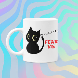 Red colour Fear Me saying Black Cat on Coffee Mug