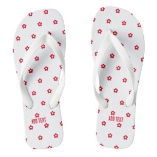 Red Colour Flower Printed Add Text Stylish-Sandals Flip Flops