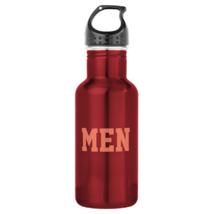 Red Colour Men Text or Word or Name Water Bottles