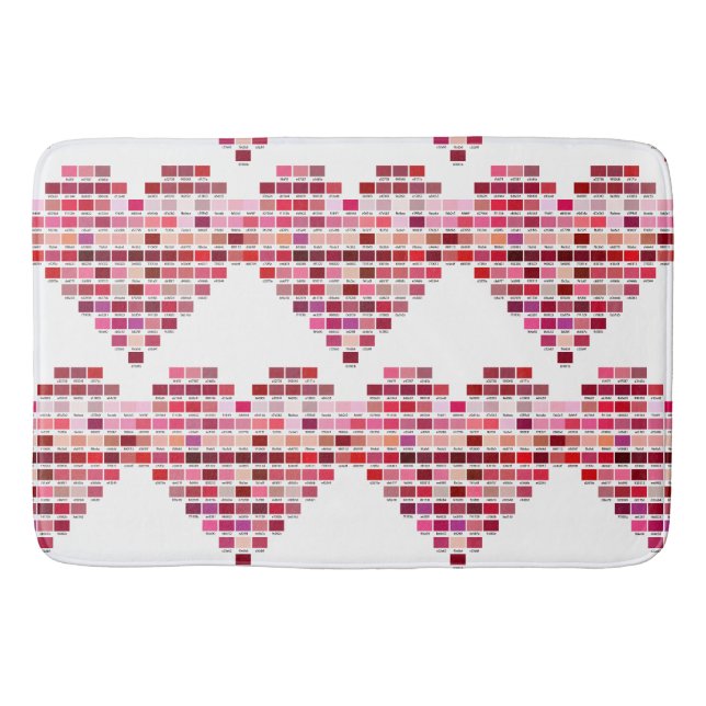 Red Colour Palette, heart shaped red swatches Bath Mat (Front)