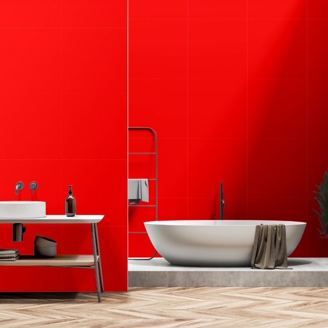 Red Colour Peel and Stick Removable Vinyl Wallpaper (Bathroom)