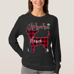 Red Colour Plaid Chihuahua Mama T-Shirt