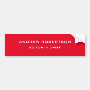 Red Colour Plain Elegant Minimalist Simple Bumper Sticker
