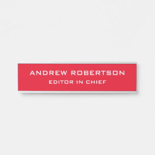 Red Colour Plain Elegant Minimalist Simple Door Sign