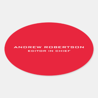 Red Colour Plain Elegant Minimalist Simple Oval Sticker