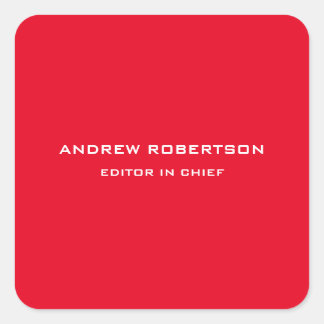 Red Colour Plain Elegant Minimalist Simple Square Sticker