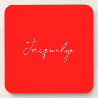 Red Colour Plain Elegant Modern Minimalist Name Coaster