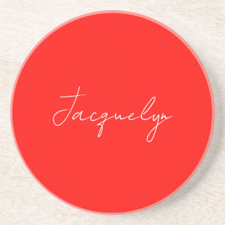 Red Colour Plain Elegant Modern Minimalist Name Coaster