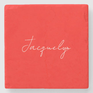 Red Colour Plain Elegant Modern Minimalist Name Stone Coaster