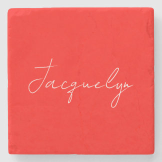 Red Colour Plain Elegant Modern Minimalist Name Stone Coaster