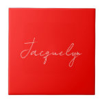 Red Colour Plain Elegant Modern Minimalist Name Tile<br><div class="desc">Represent yourself with this modern,  elegant design. This template can be customized to meet all professional occupations.</div>