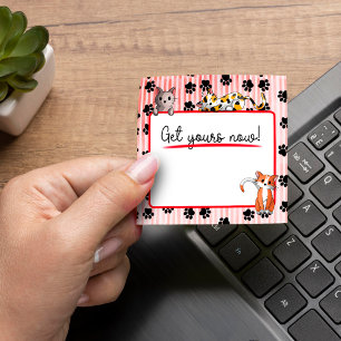 Red colour with paws cute kittens 3" x 3" post-it notes
