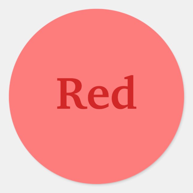 Red Colour Word on Light Red Stickers (Front)