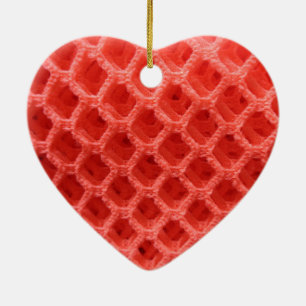 Red Coloured Crochet Fabric Look Ceramic Ornament