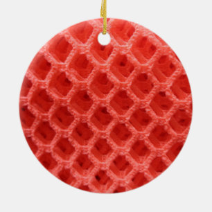 Red Coloured Crochet Fabric Look Ceramic Ornament