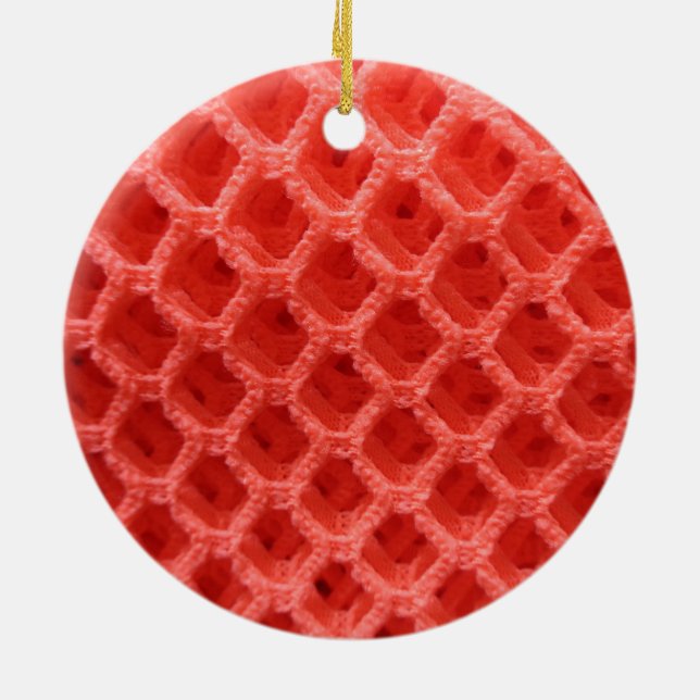 Red Coloured Crochet Fabric Look Ceramic Ornament (Back)