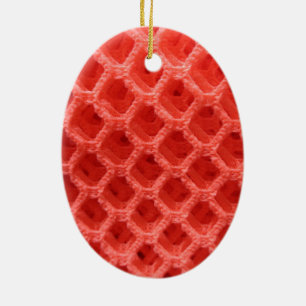 Red Coloured Crochet Fabric Look Ceramic Ornament