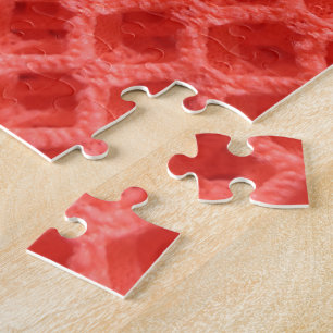 Red Coloured Crochet Fabric Look Jigsaw Puzzle