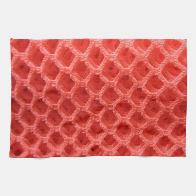 Red Coloured Crochet Fabric Look Kitchen Towel (Horizontal)
