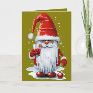 Red-Coloured Pomegranate-Juice Skaal to the Snowy- Holiday Card