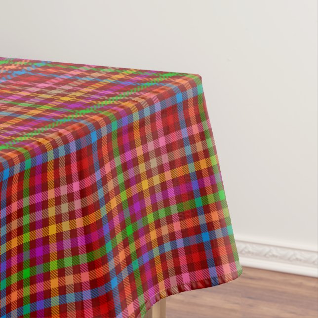 Red Colourful Gingham Plaid Pattern  Tablecloth (In Situ)