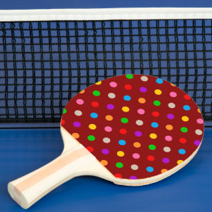 Red Colourful Rainbow Polka Dots Design Ping Pong Paddle